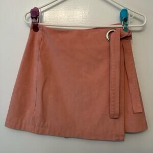 Abercrombie & Fitch Faux Suede Wrap Mini Skirt Pink Blush Size 0 Tie Side Skort